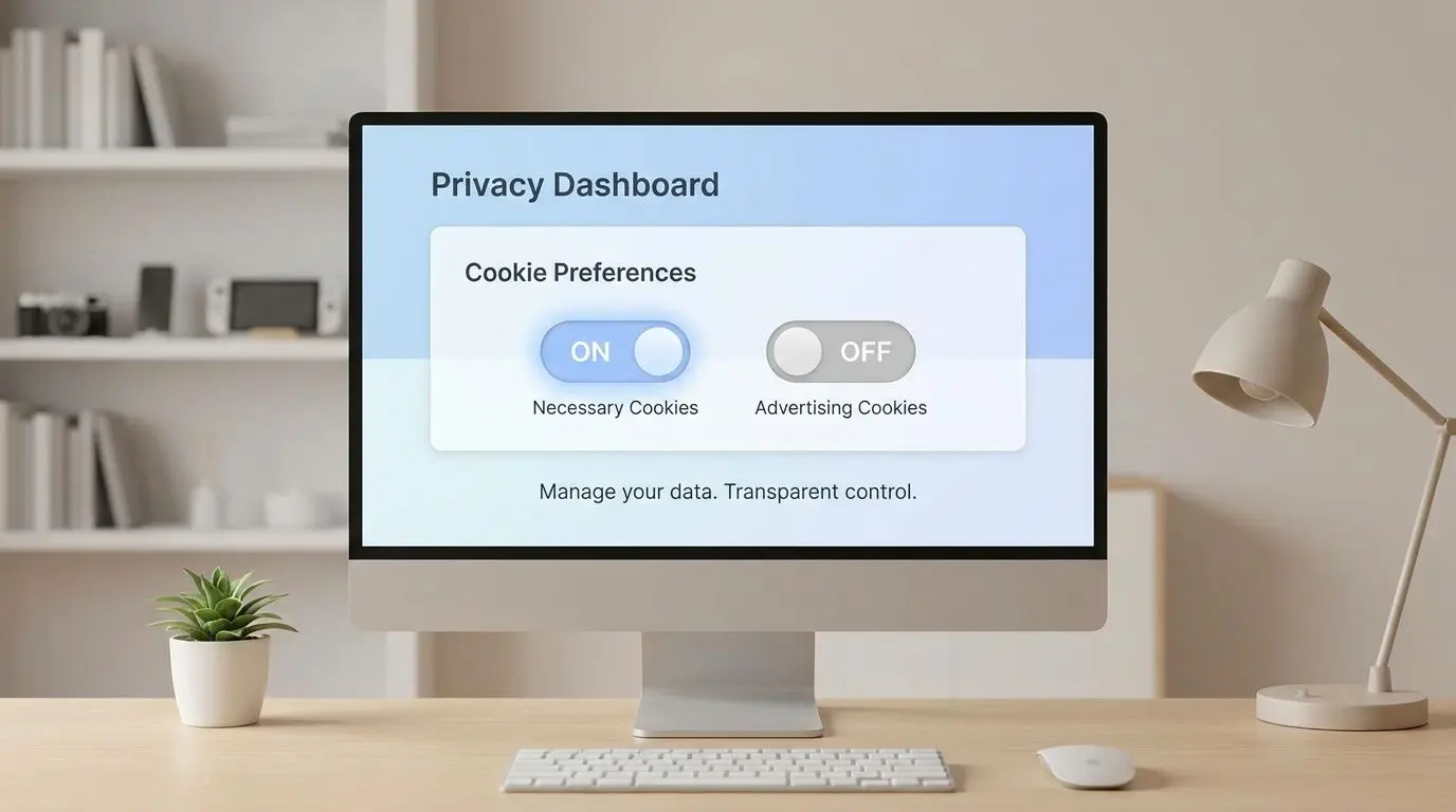 Ρυθμίσεις browser για cookies και ιδιωτικότητα σε οθόνη υπολογιστή